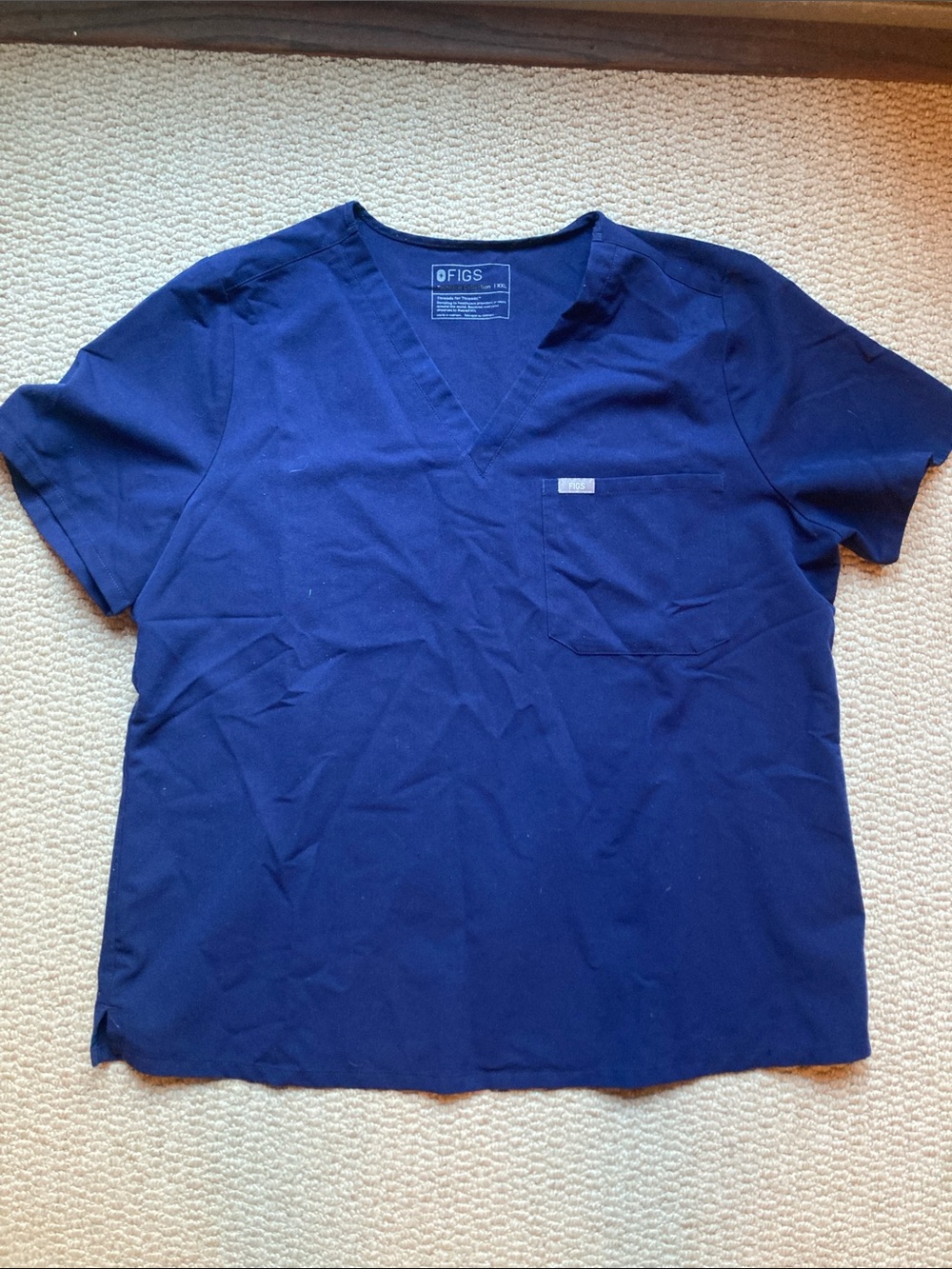 FIGS Men’s Navy V-Neck Scrub Top with Chest Pocket
